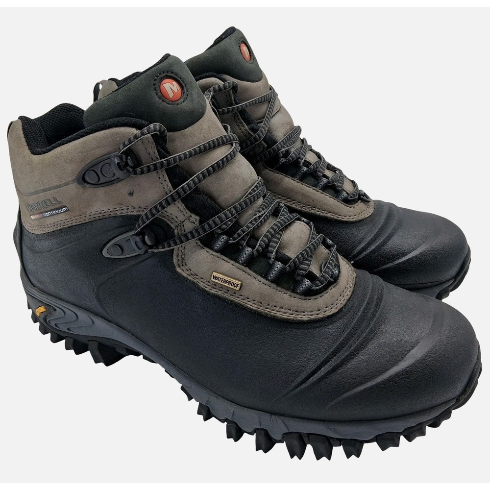 Merrell Thermal Boots Mens Size 12 Black Leather Waterproof Vibram Winter